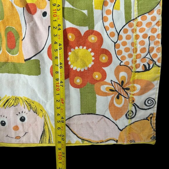 Vintage 1970s Kitschy Handmade Throw Blanket Flower Snail Yellow Orange AS IS - Picture 9 of 10